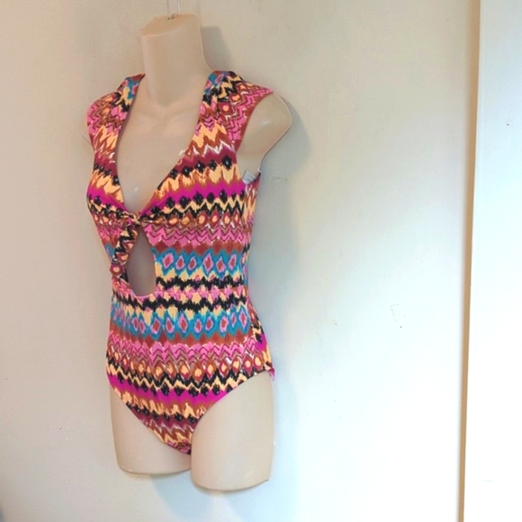 BODEN Cap Sleeve Tie Swimsuit Multi-Color Ikat 6 - Picture 6 of 16